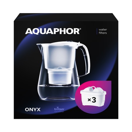 AQUAPHOR Set Filterkanne Onyx inkl. 3 Filter MAXFOR+, 200 l.