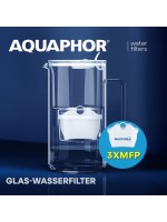 AQUAPHOR Glas-Wasserfilter inkl. 3 Filterkartuschen MAXFOR+