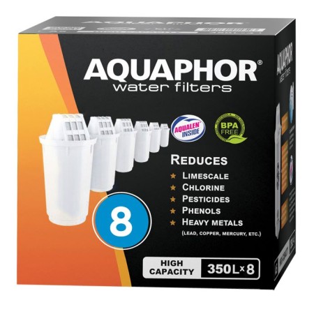 AQUAPHOR Pack 8 A5H Wasserfilter für hartes Wasser. Extra Kalkschutz